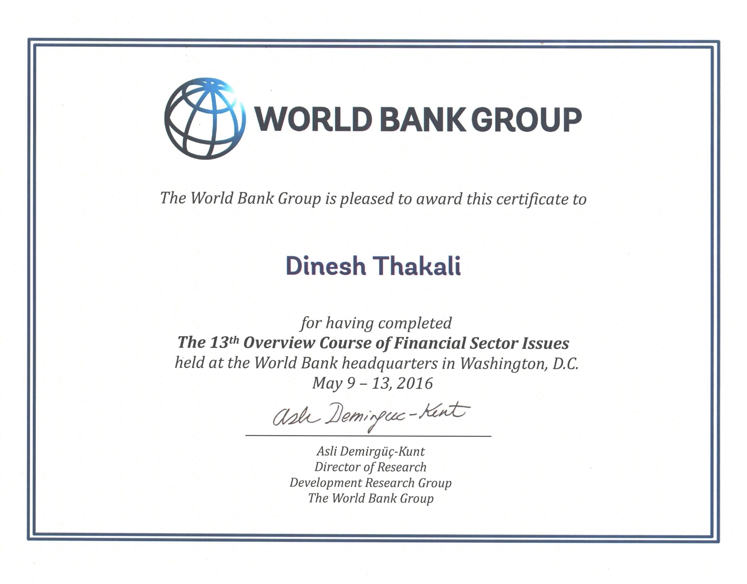 World Bank Training Dinesh Thakali